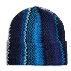 Missoni Zig-Zag Tonal Wool-Blend Beanie Blue